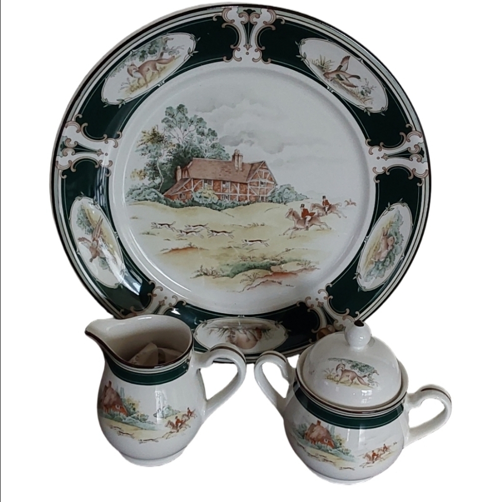 Vintage Noritake Keltcraft Ireland "Pursuit" 9170 Sets Of 3 Hostess Piece Hunt S